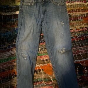 Blue Relaxed Fit Distressed Jeans